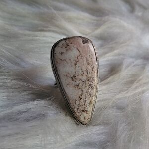 Mexican Laguna Lace Agate Silver Plated Gemstone Ring